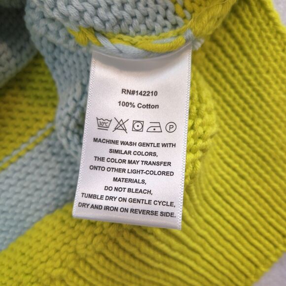 Mersea Voyageur Chunky Knit Sweater S Striped Blue Yellow Nautical Coastal Beach - Picture 9 of 10